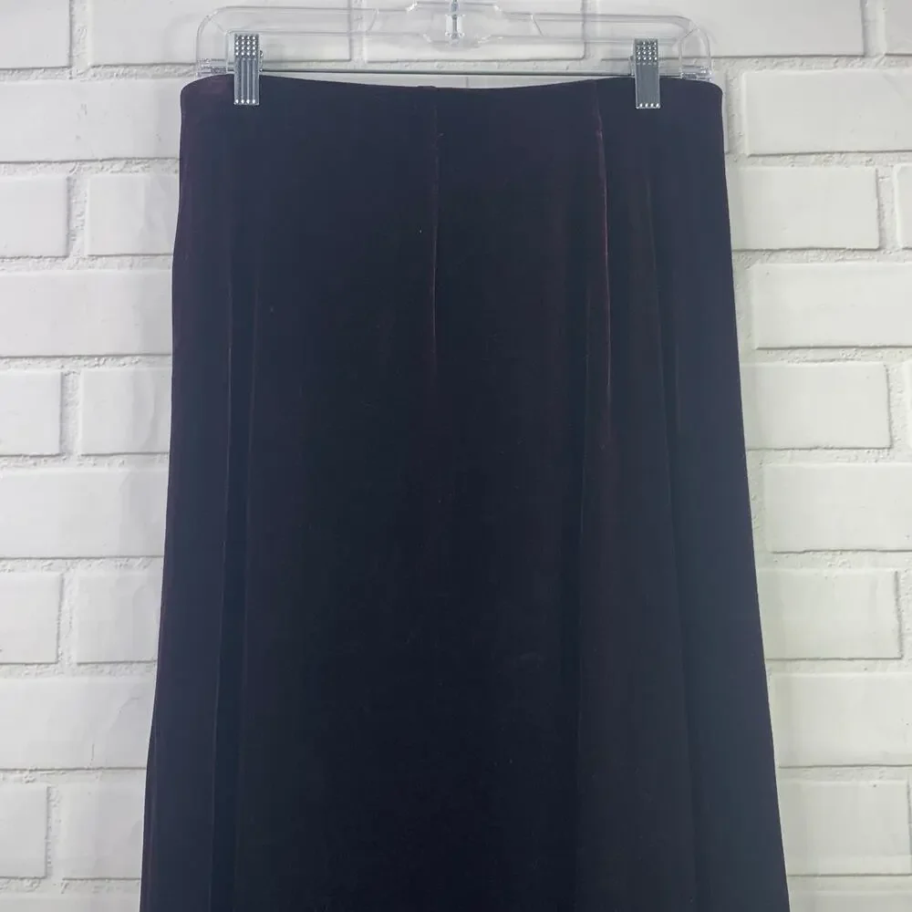 vintage Worthington velvet maxi skirt deep purple formal cocktail goth size 16